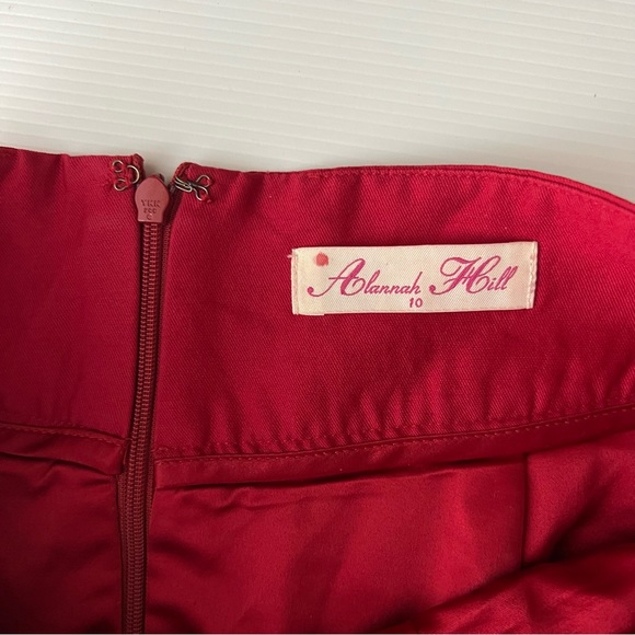 Alannah Hill Raven Nights Skirt Red Pencil High Waist Wool Silk Office Size 10 - Picture 9 of 13